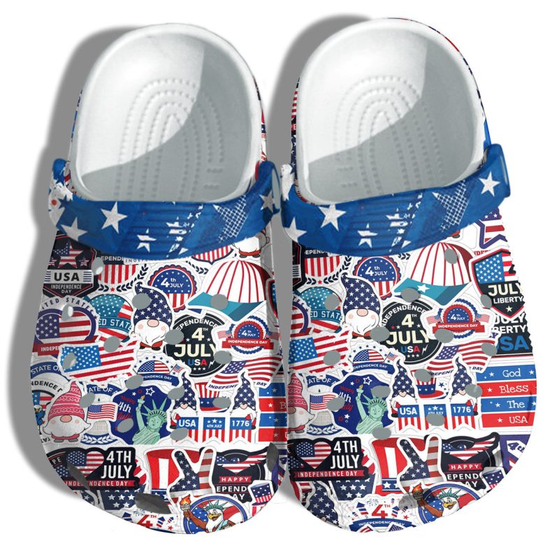 4Th Of July Sticker National Day Shoes Gift Women – Gnomes God Bless The Usa America Flag Shoes Birthday Gift