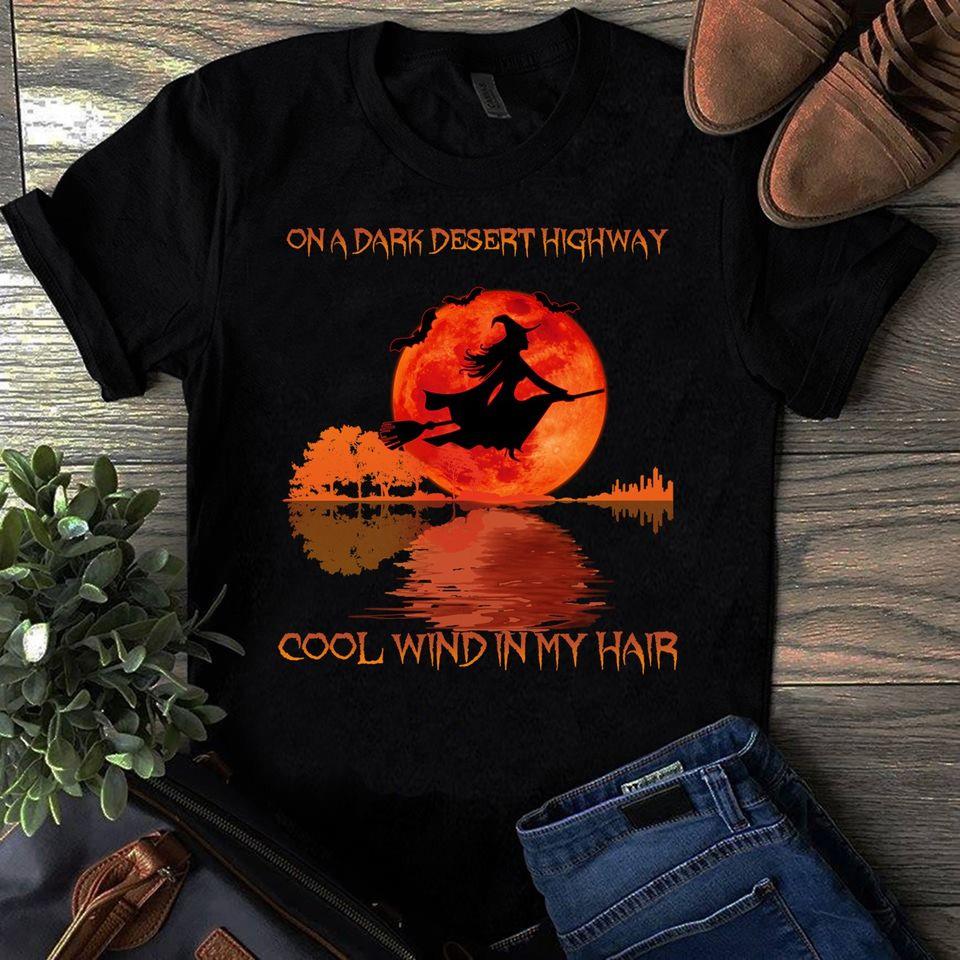 Witch Dark Desert Cool Wind In My Hair Guitar Hippie T-Shirt