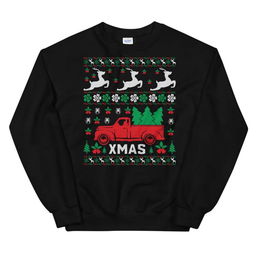 Xmas Pickup Truck Ugly Sweater Party Unisex Sweatshirt