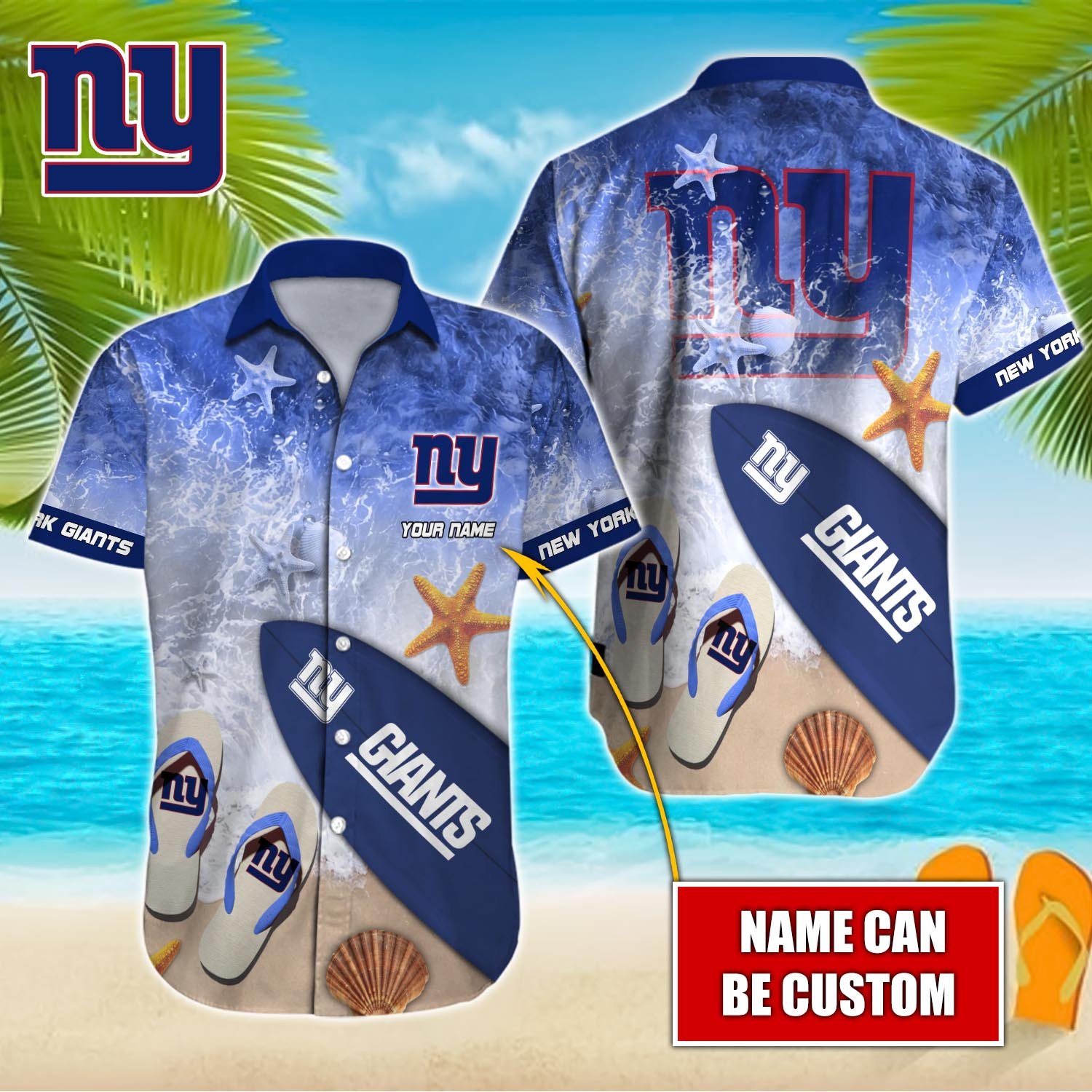 New York Giants Custom Name Hawaiian Shirt T-39910