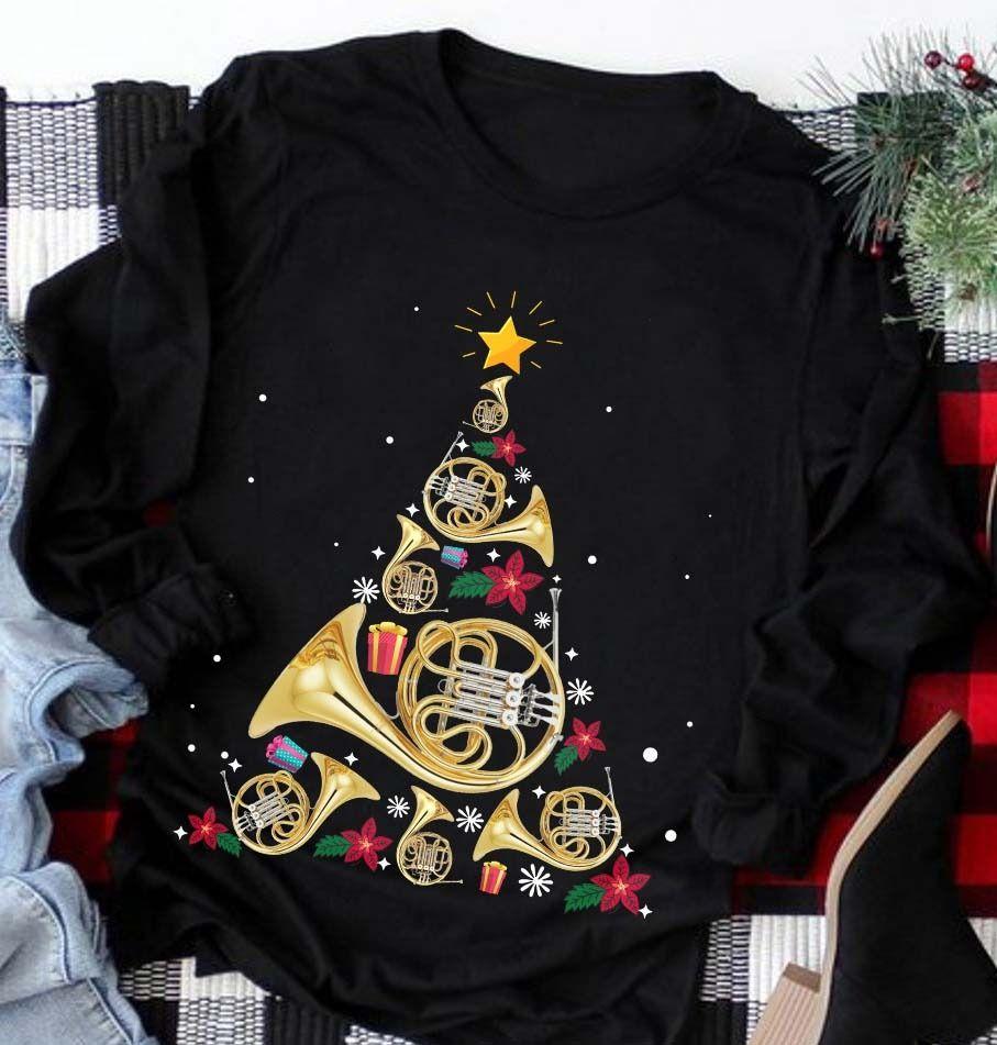 Christmas Tree Saxophone T Shirt Hoodie Sweater All Color Plus Size Up To S-5Xl