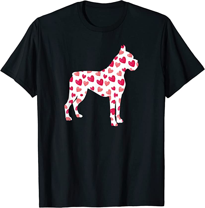 Valentines Day Boxer Hearts Puppy Dog Lover T-Shirt