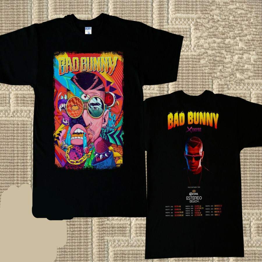 Bad Bunny Tour Date 2019 T-Shirt Size S To 5Xl