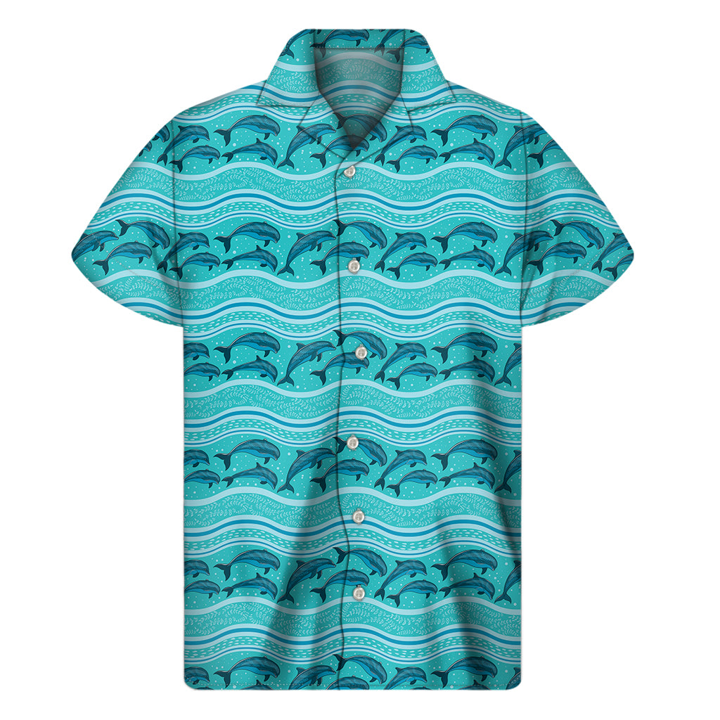 Boho Dolphin Pattern Print Men’S Short Sleeve Shirt