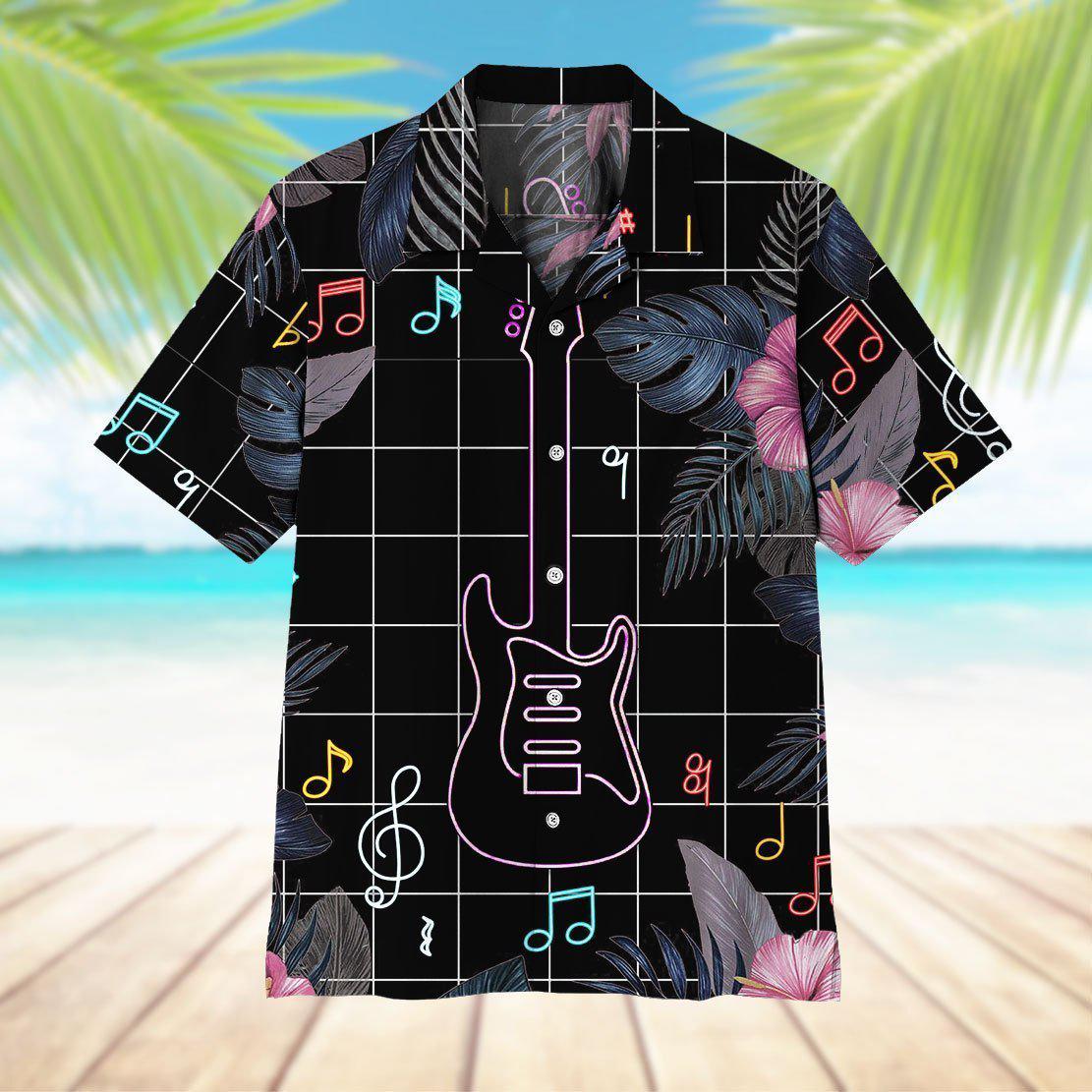 Neon Electric Guitar Hawaii Shirt For Men Women Ha14660