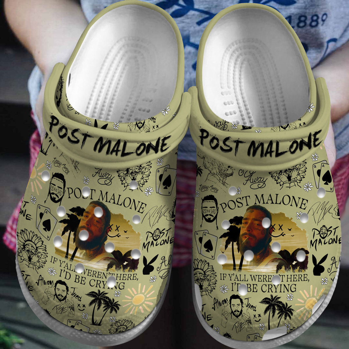 Premium Post Malone Music Crocs Crocband Clogs Shoes Comfortable For Men Women and Kids 4