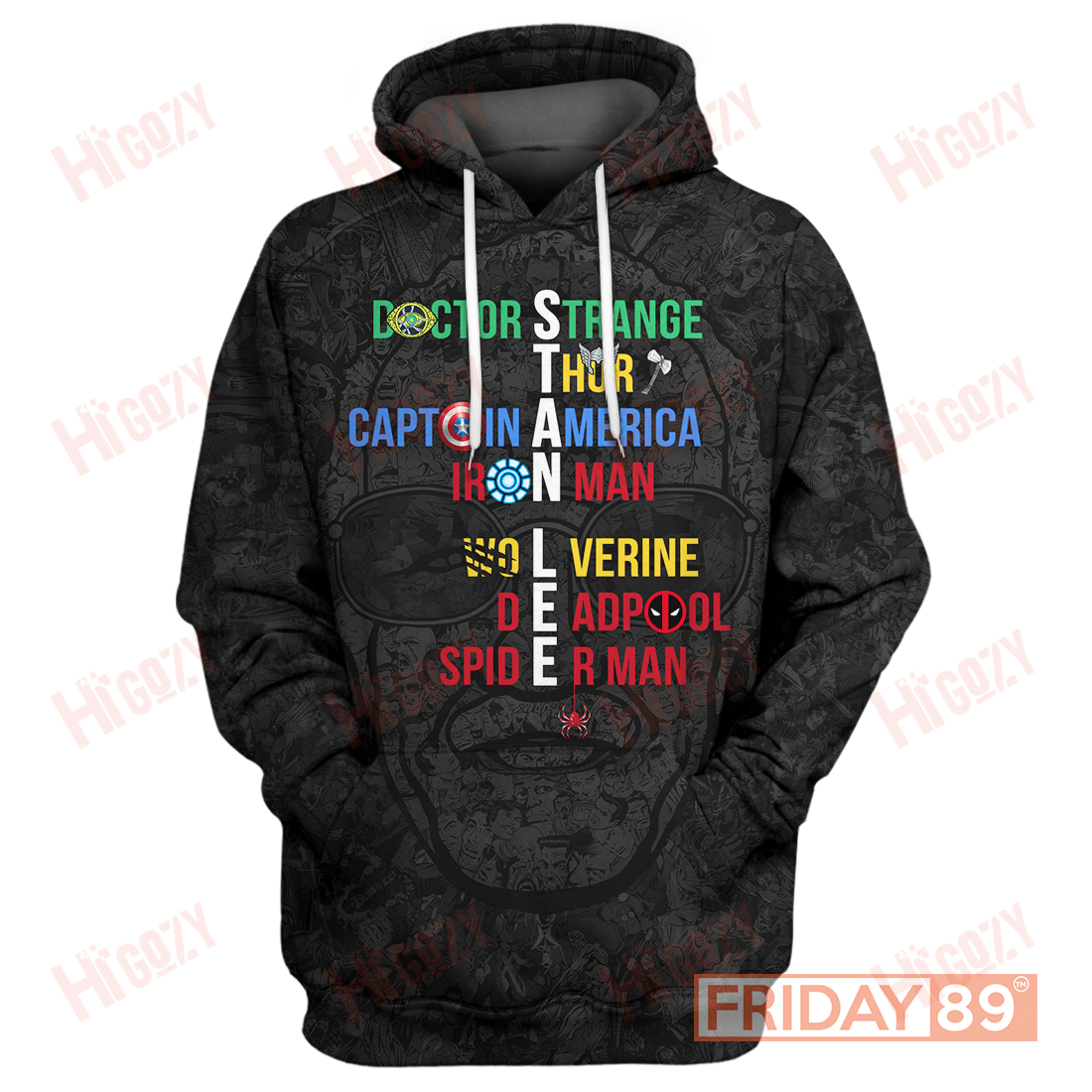 Avenger Stan Lee Hoodie, Stan Lee Super Heroes Name