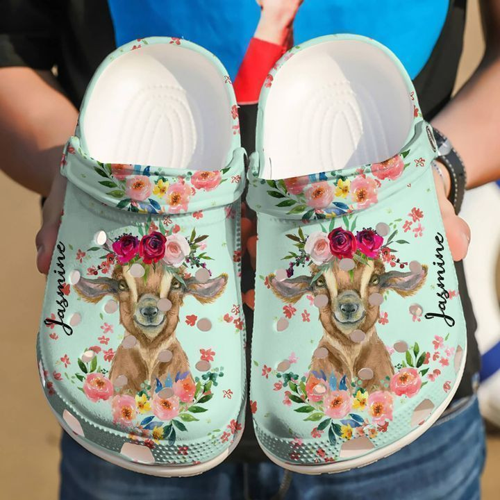 Goat Personalized Floral Clog Shoes