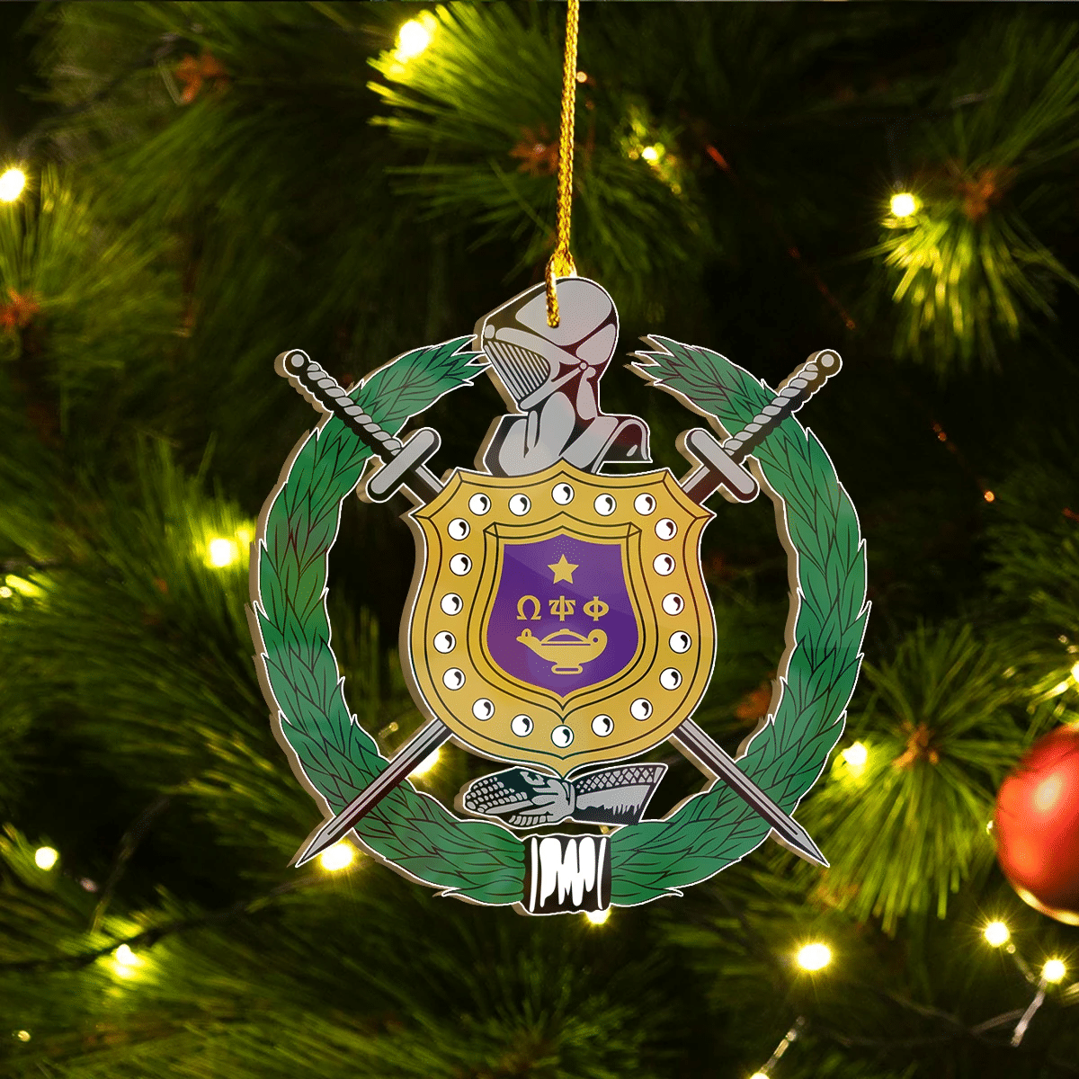 Getteestore Ornament – Omega Psi Phi Shield Custom Shape Ornament A31