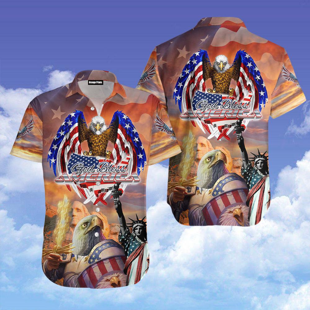 Eagle Patriotic God Bless America Hawaii Shirt For Men Women Ha93197