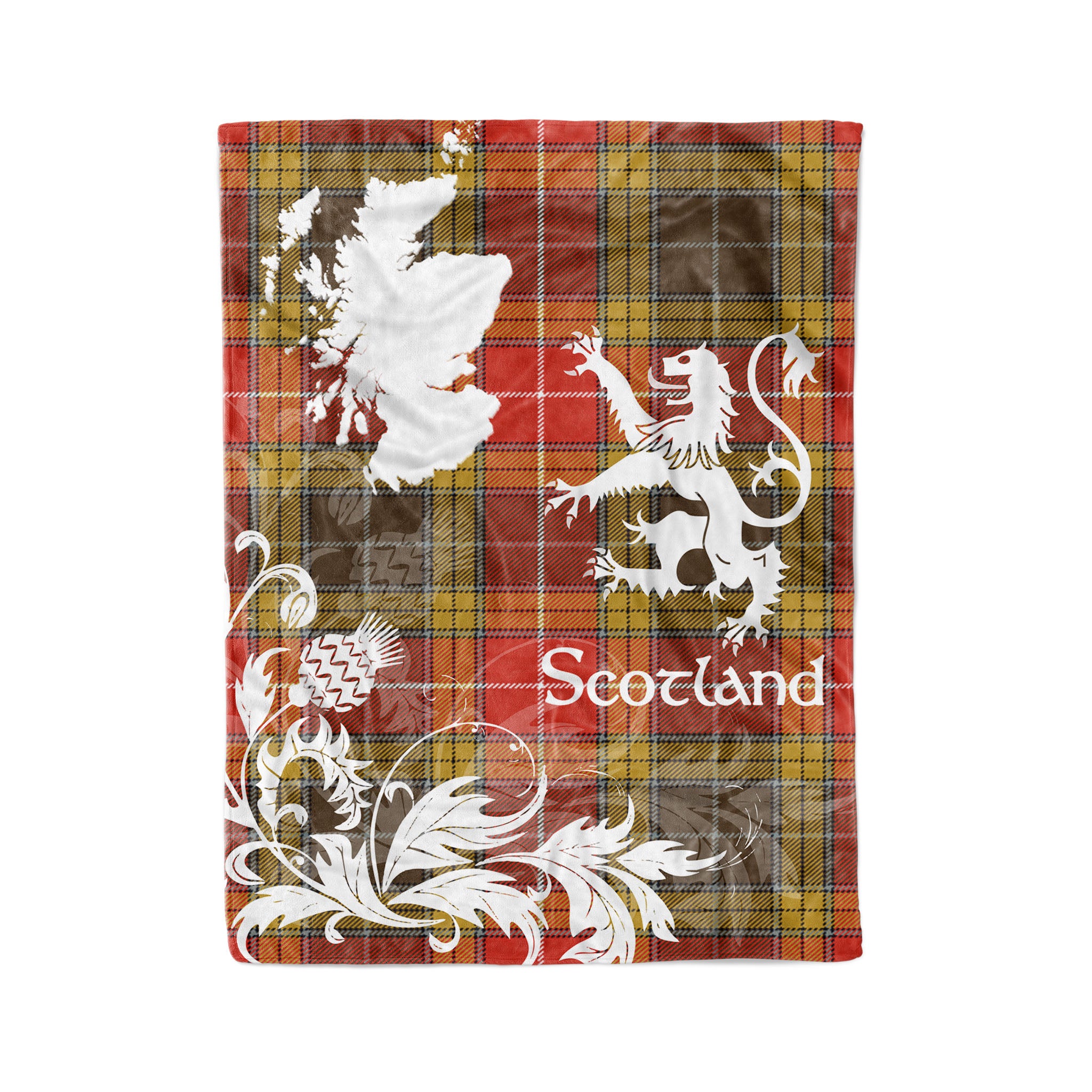 Tartan Plaid Fleece Blanket Tartan Blanket Thistle And Lion Scottish Clan Buchanan Old Set Weathered Plaid Blanket