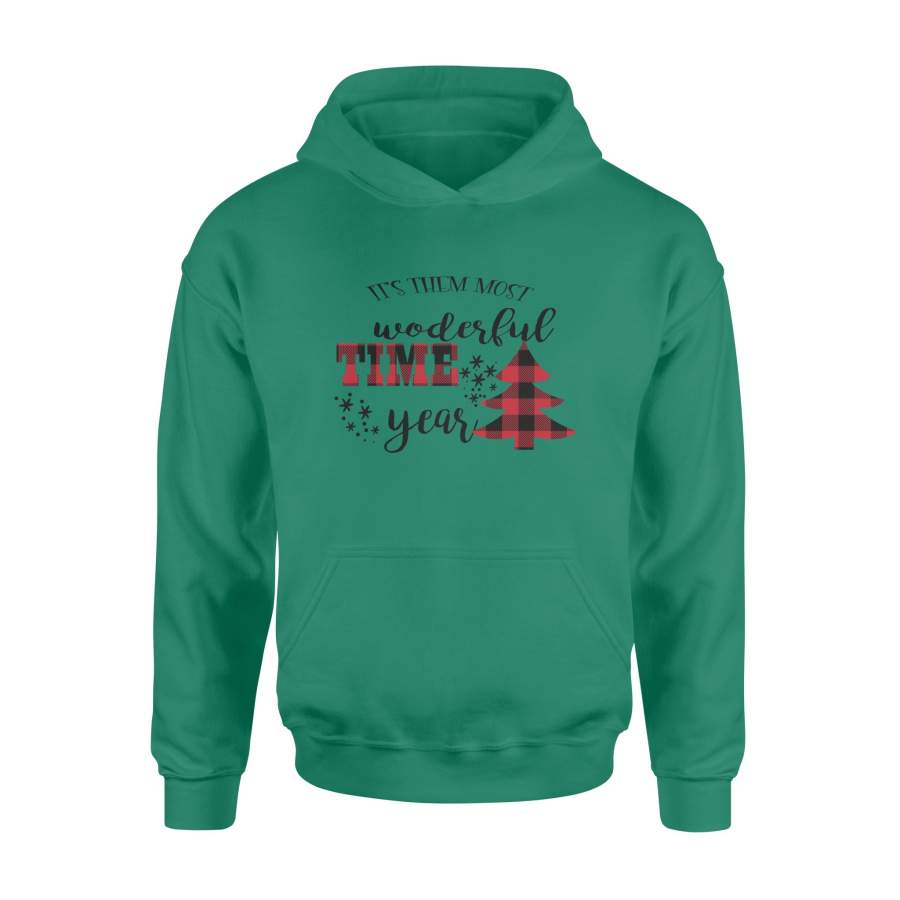 It Is Them Most Woderful Time Year Red Buffalo Plaid Christmas Hoodie