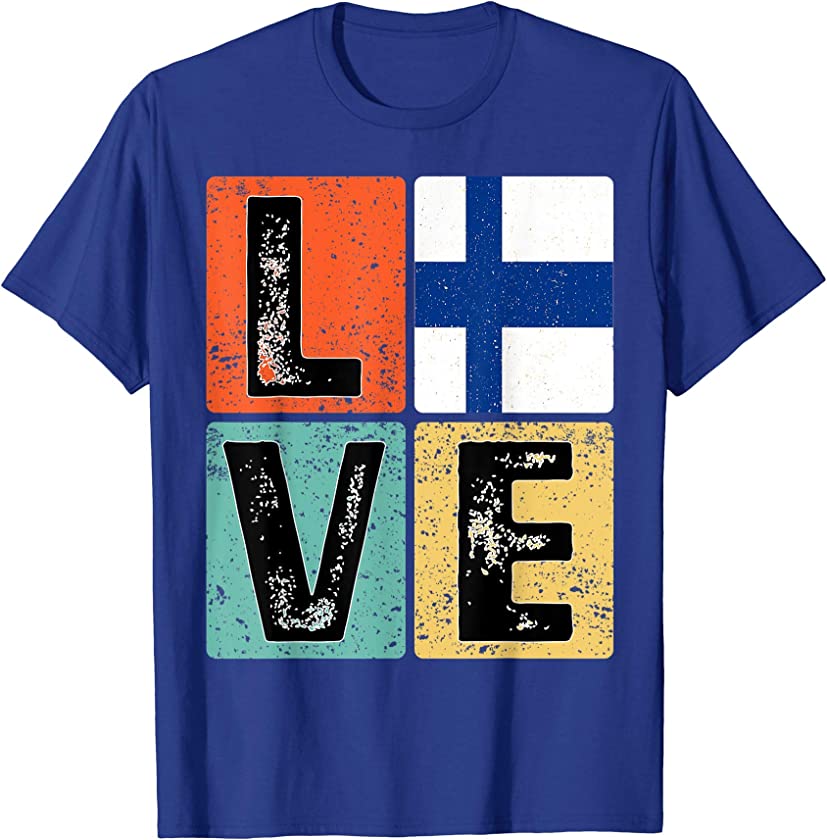 Vintage Retro I Love Finland Flag for Finnish Pride Gift T-Shirt