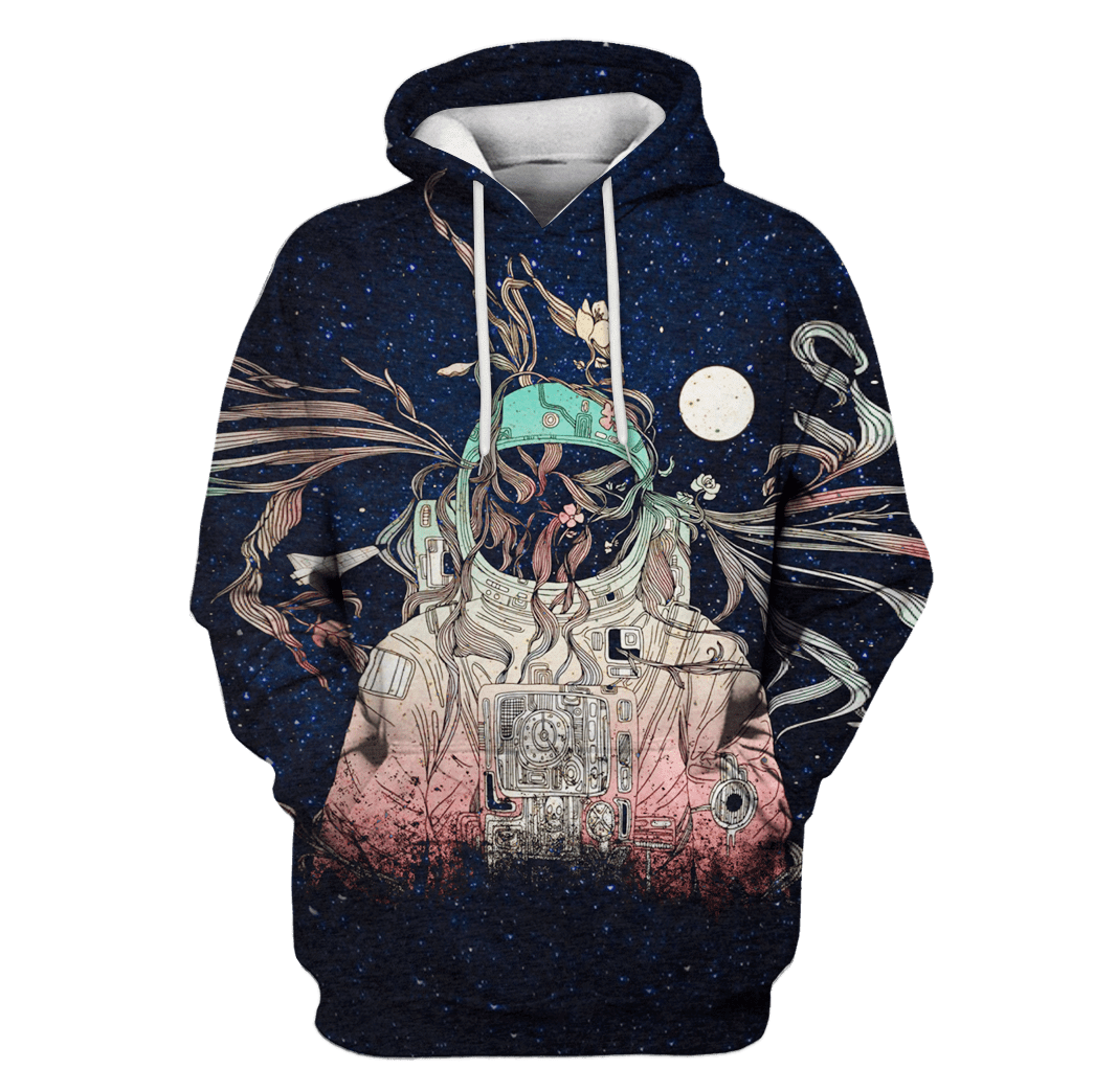 Astronaut In The Space With Moon Custom T-Shirt – Hoodies Apparel