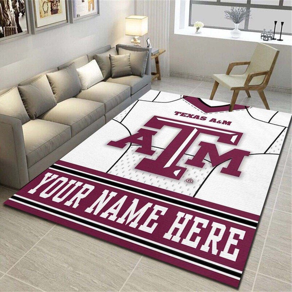 Texas A&M Aggies Personalized Rug, Living Room Carpet, Customized Fan Cave Floor Mat