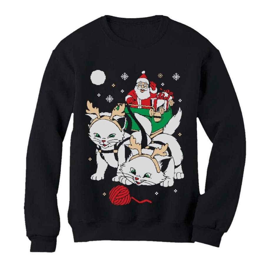 Cats Santa Ride Kittens Ugly Christmas Sweatshirt