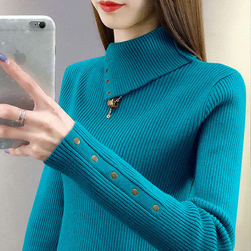 Autumn Winter High Lapel Slim Fit Sweater Top Women’s Knitted Women’s Delivery Within 7 Days alx