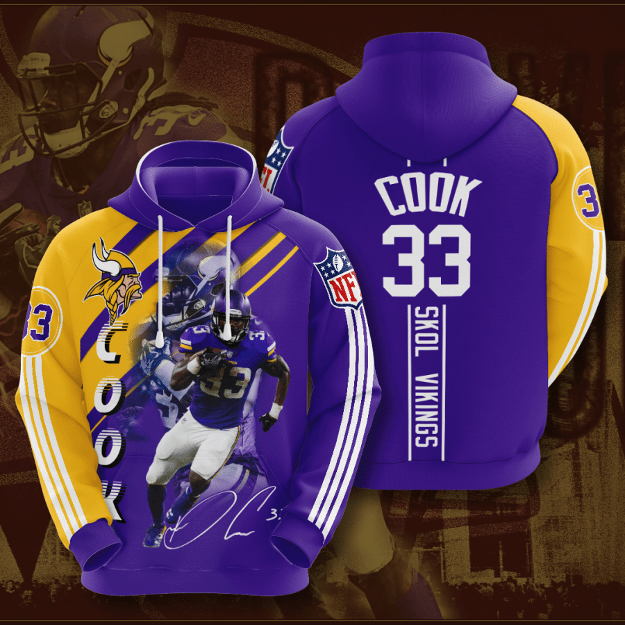 Minnesota Vikings Dalvin Cook 49 Unisex 3D Hoodie Gift For Fans