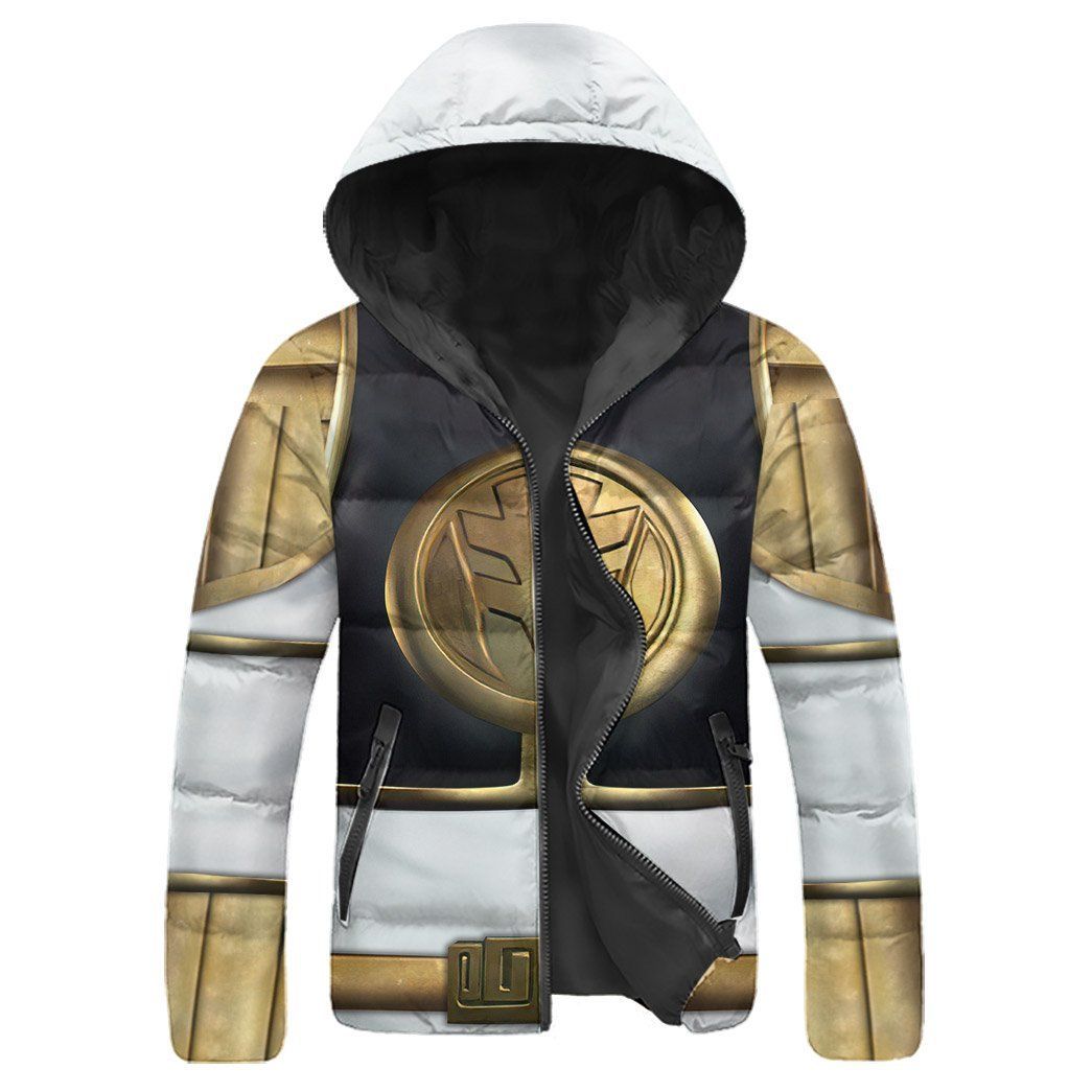 Casespring 3D Mighty Morphin White Power Rangers Custom Down Jacket