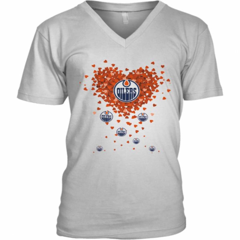 Love Edmonton Oilers Hearts V-Neck T-Shirt