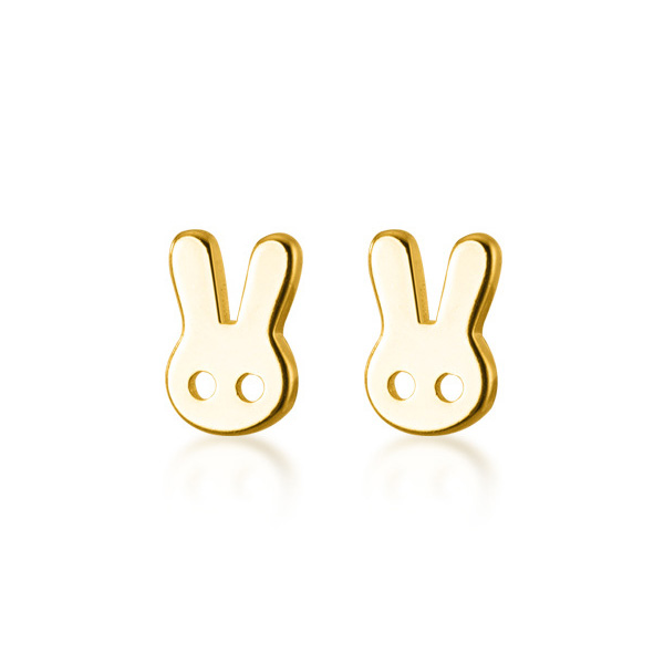 WANTME Genuine 100% 925 Sterling Silver Cute Minimalism Mini Bunny Rabbit Stud Earrings for Women Girl Birthday Jewelry Gift alx