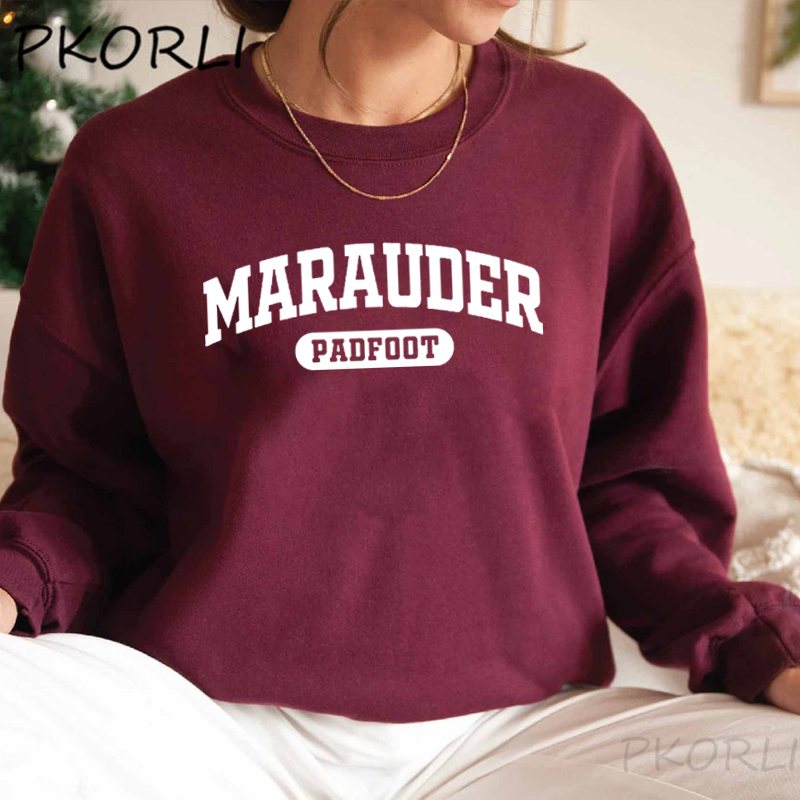 Vintage Marauder Sweatshirts for Women Pullover Letter Pritned Oversize Hoodies Streetwear Harajuku Women’s Clothing Spring Tops alx