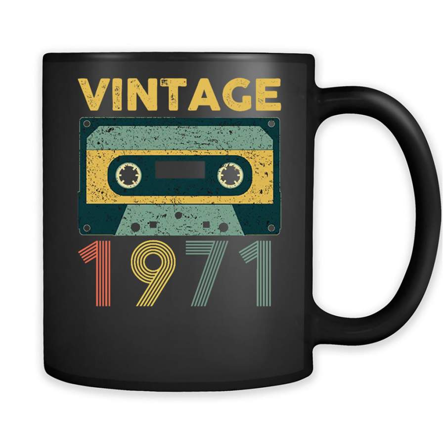 40th Birthday Gift Vintage 1971 Year Old Mixtape – Full-Wrap Coffee Black Mug