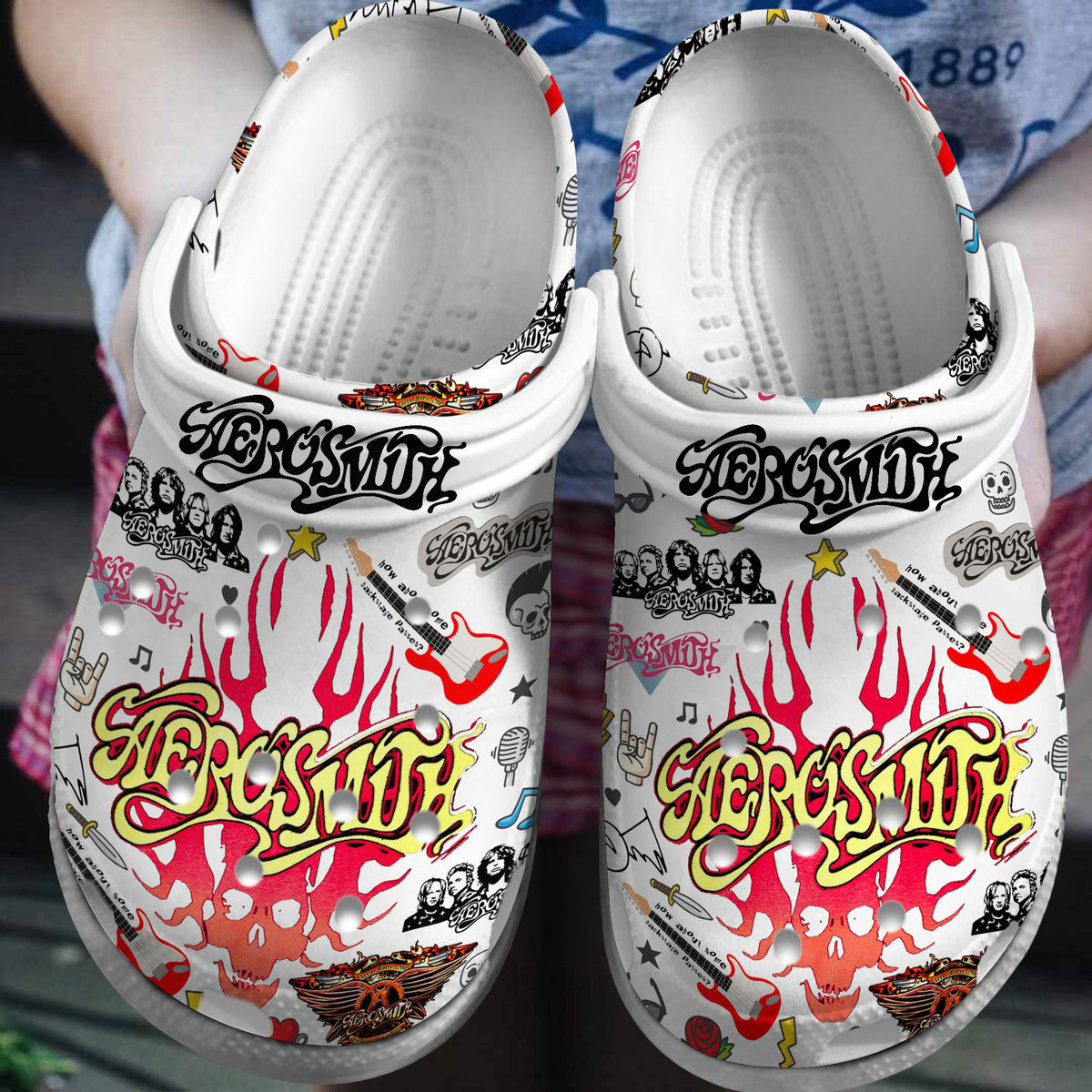 Aerosmith Music Crocs Crocband Clogs Shoes Comfortable For Men Women and Kids 4