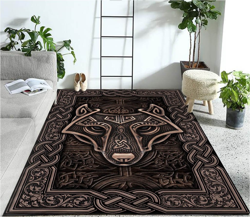 Viking Wolf Art Room Rug