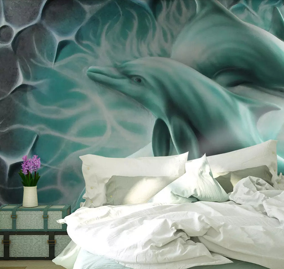 3D Waves, Dolphin Wallpaper