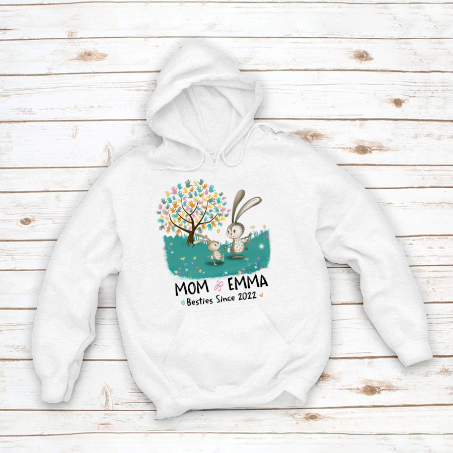 Bunny Mom And Kid Besties Hoodie