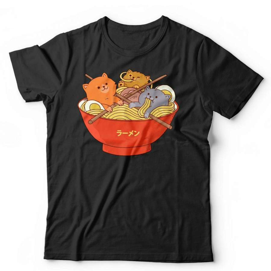 Ramen And Cats Tshirt Unisex – Noodles, Kittens, Cute, Kawaii