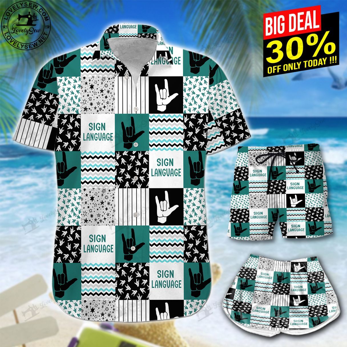 Love Sign Language Hawaiian Shirt Shorts Ha56160