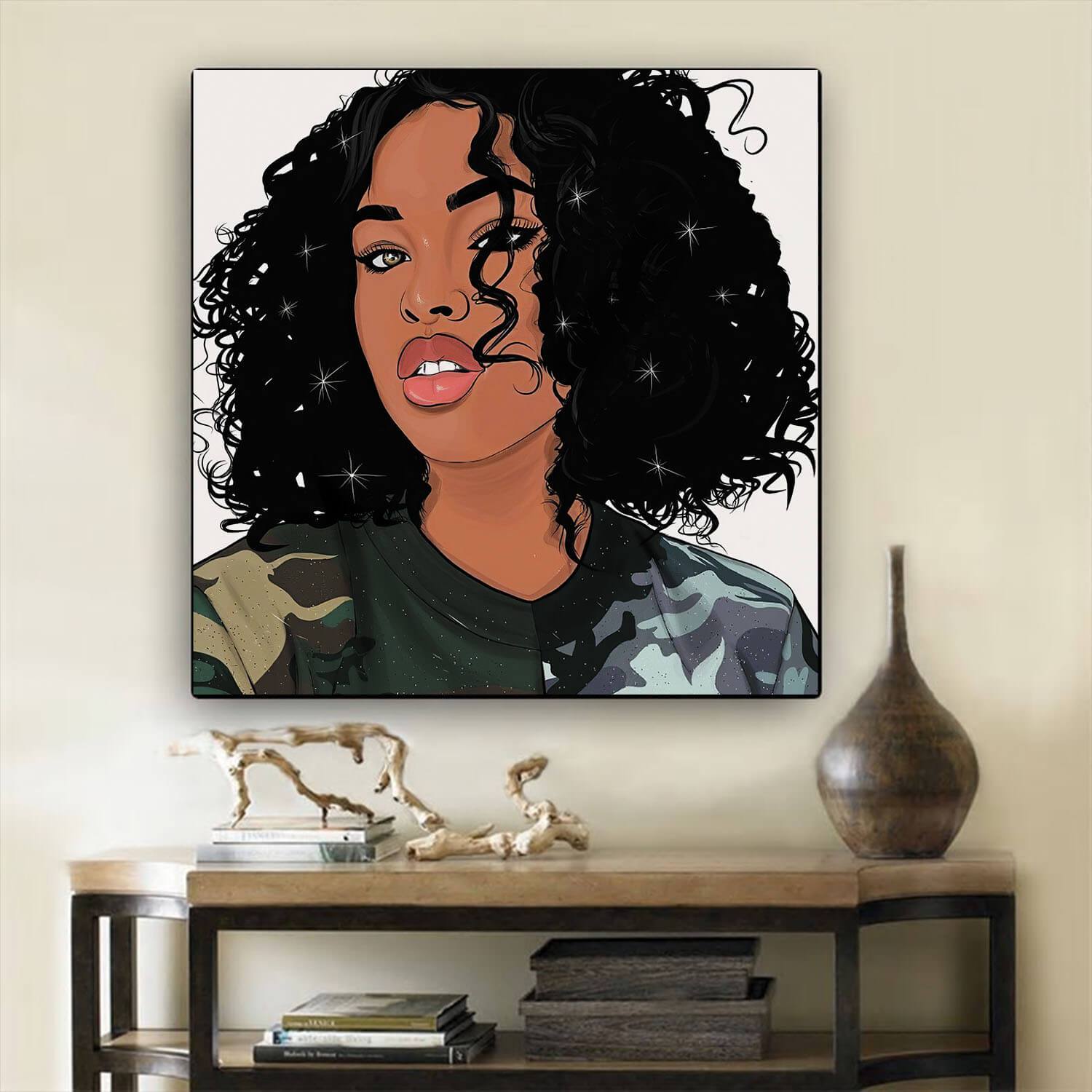 African American Canvas Art Pretty African American Girl Afro American Art Afrocentric Home Decor BPS78810