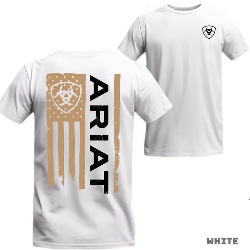 Ariat Tee, Hoodie & Sweatshirt Flag-Inspired Design with Bold Emblem, Classic Active Style, Men’s Cotton Crewneck Top