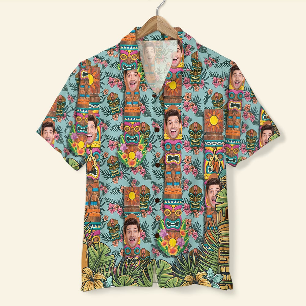 Custom Hawaii Shirt And Men Beach Shorts Tiki Seamless Patterns Ha46443