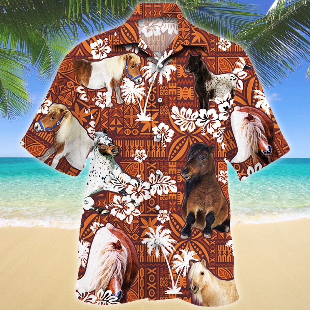 Miniature Horse Red Tribal Pattern Hawaiian Shirt Ha58714