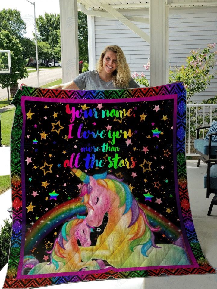 91THHANM-LOVE UNICORN PERSONALIZE CUSTOM NAME QUILT