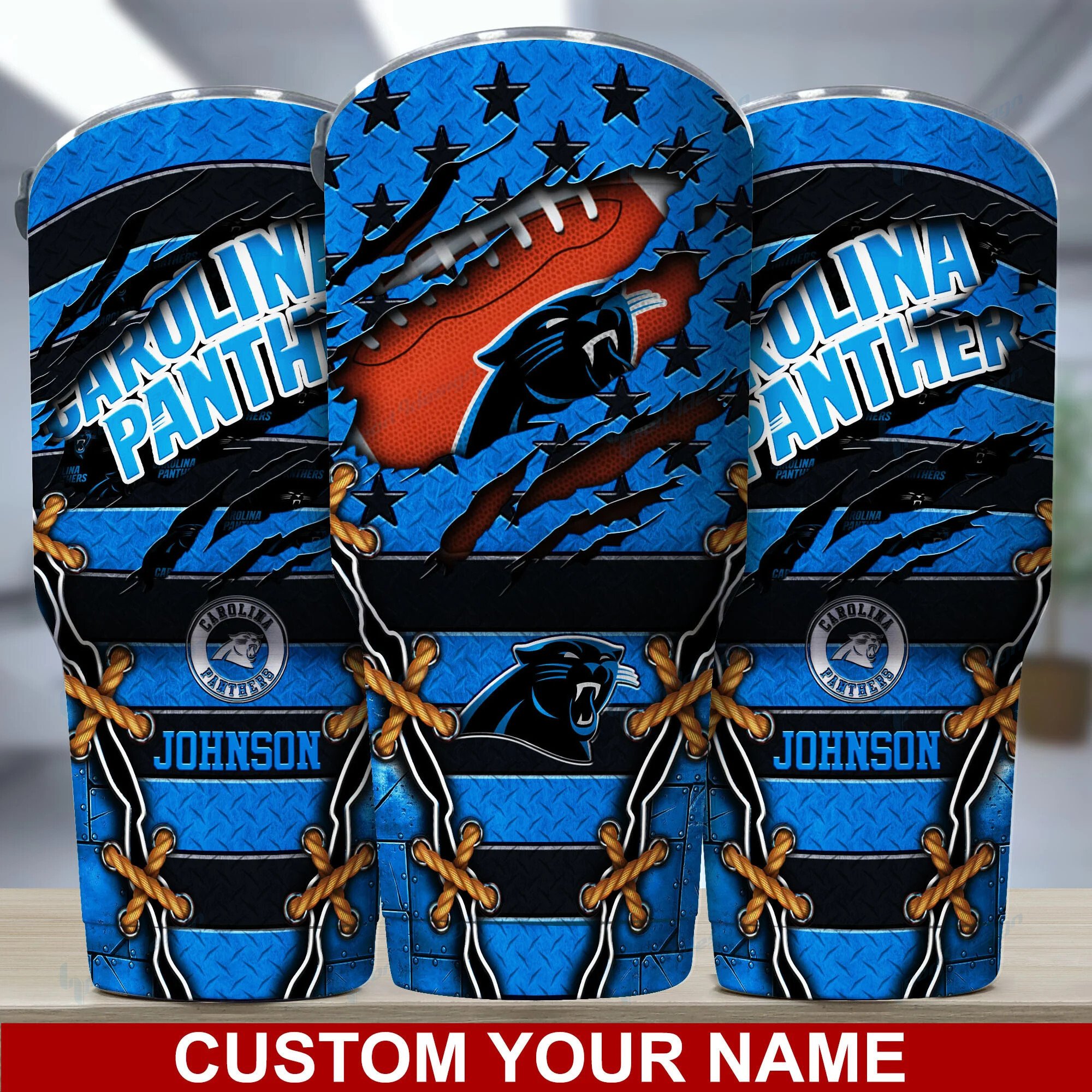 Carolina Panthers Custom Name Tumbler Bg04