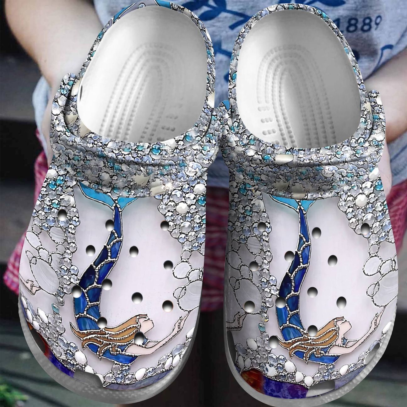 Mermaid Personalized Clog, Custom Name, Text, Color, Number Fashion Style For Women, Men, Kid, Print 3D Sparkling Mermaid