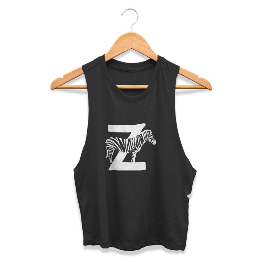 Zebra Letter Z Alphabet Animal CPY Womans Crop Tanktop Tee