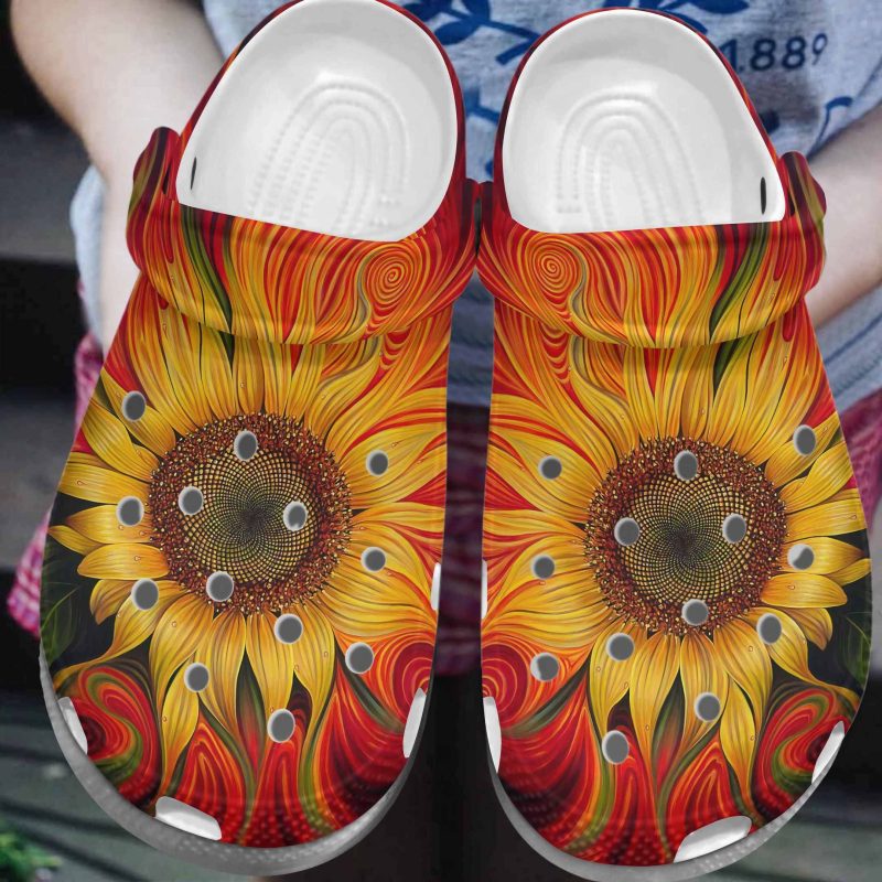 Sunflower Hippie Croc Shoes – Sunflower Hippie Circle Shoes Crocbland Clog Gifts For Mother Day Grandma