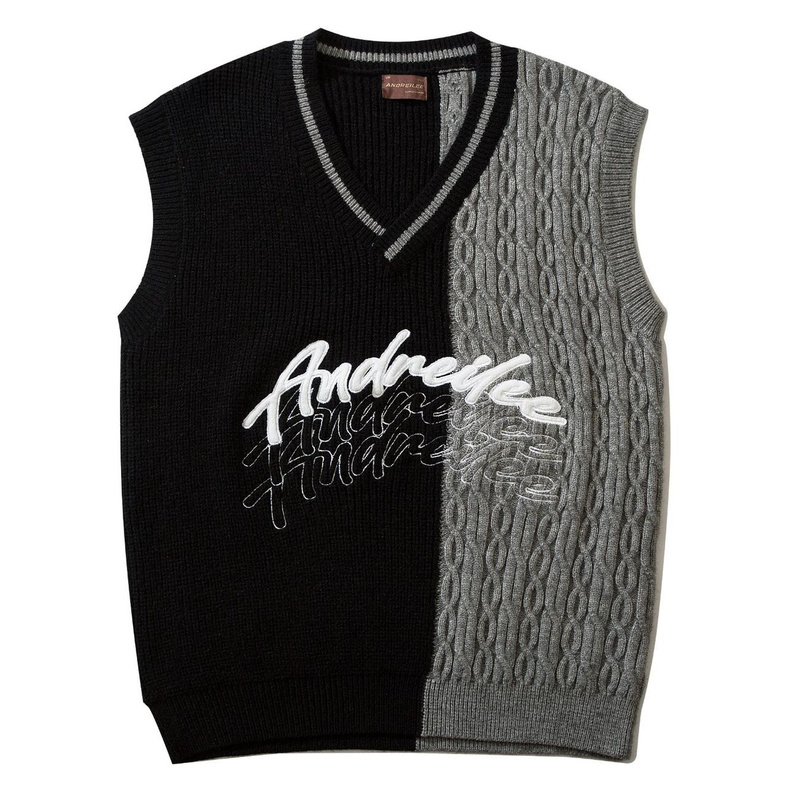 Sweater Vest Men’s Fashion Retro Casual Knitted Pullover Men Wild Loose Korean Patchwork Sweaters Letter Embroidery Women Jumper alx