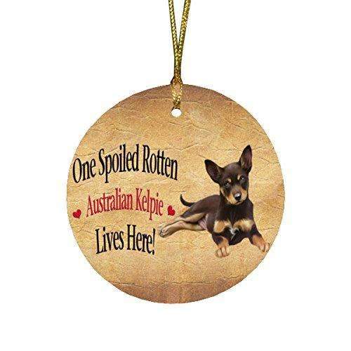 Australian Kelpie Puppy Spoiled Rotten Dog Round Christmas Ornament