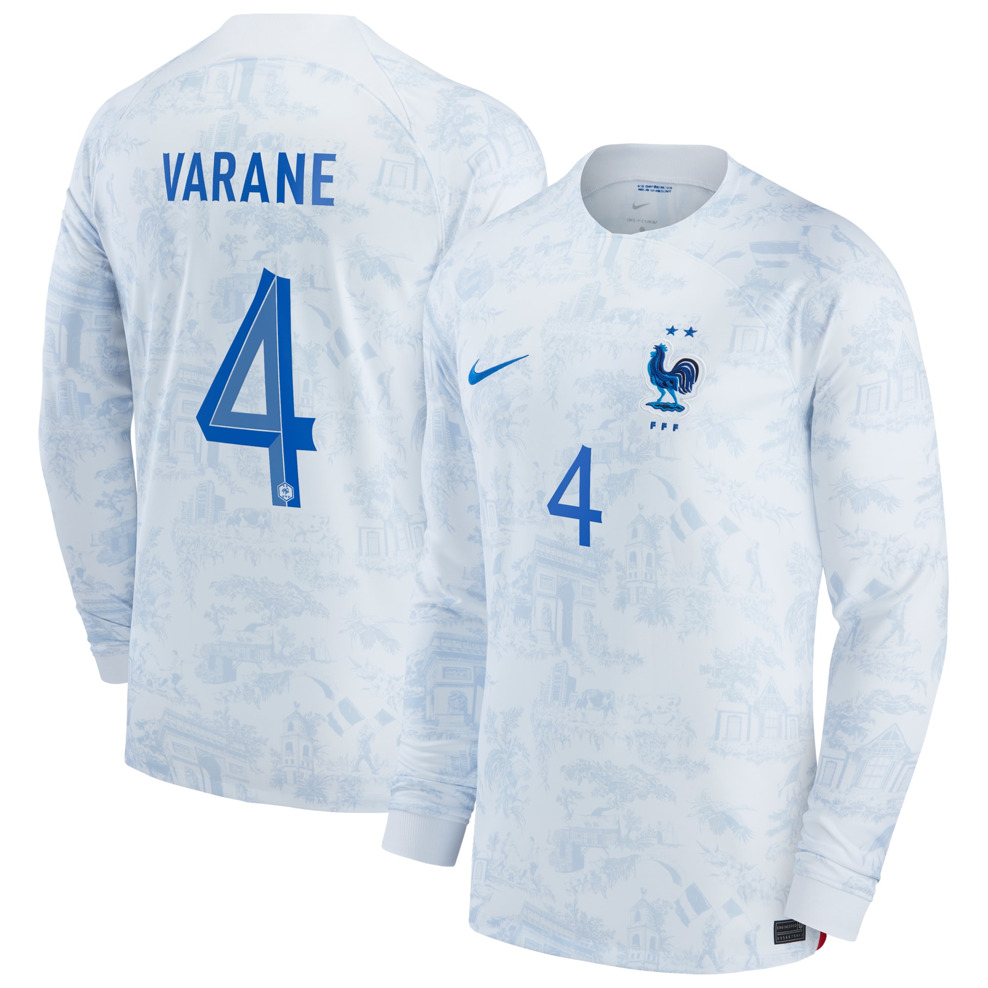 Raphael Varane France National Team 2022/23 Away Breathe Stadium Replica Long Sleeve Jersey – White