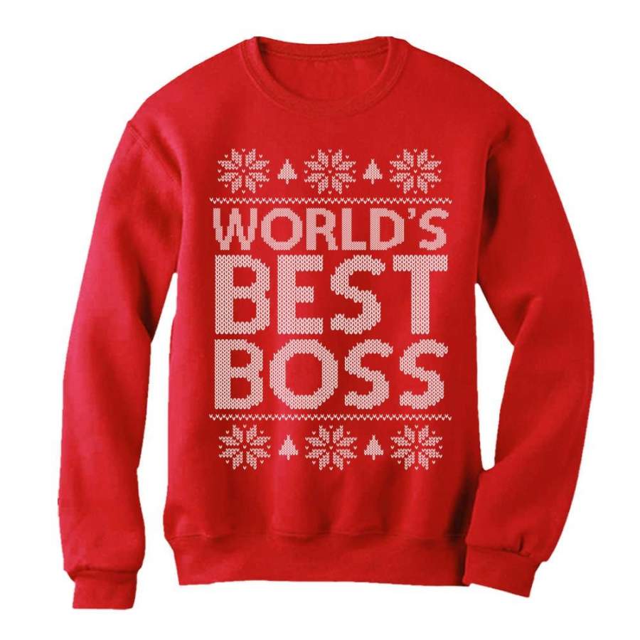 World’s Best Boss Funny Holiday Office Party Ugly Christmas Women Sweatshirt