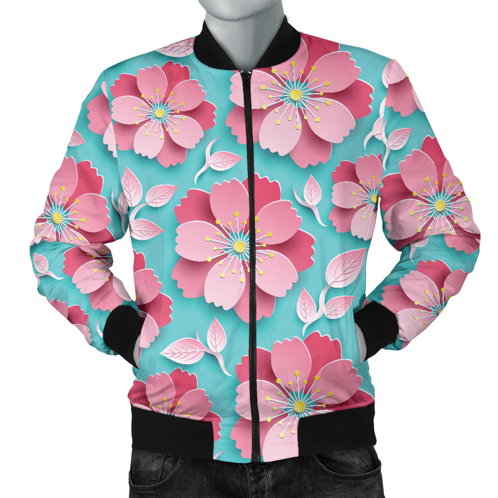 3D Sakura Cherry Blossom Pattern Men’S Bombor Jacket