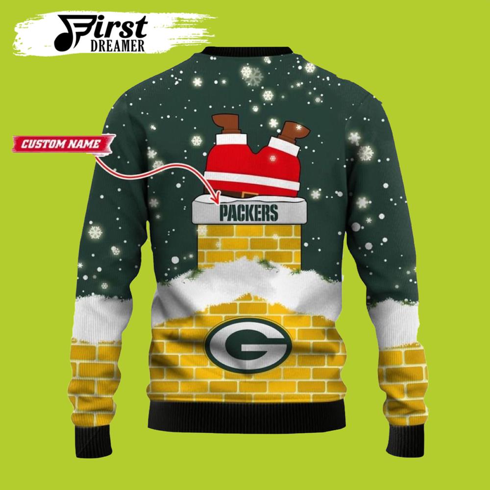 Santa Claus Custom Green Bay Packers Gift For Fan Ugly Wool Sweater Christmas