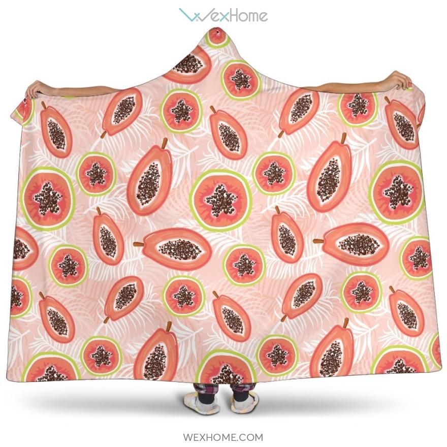 Papaya Leaves Pattern Hooded Blanket