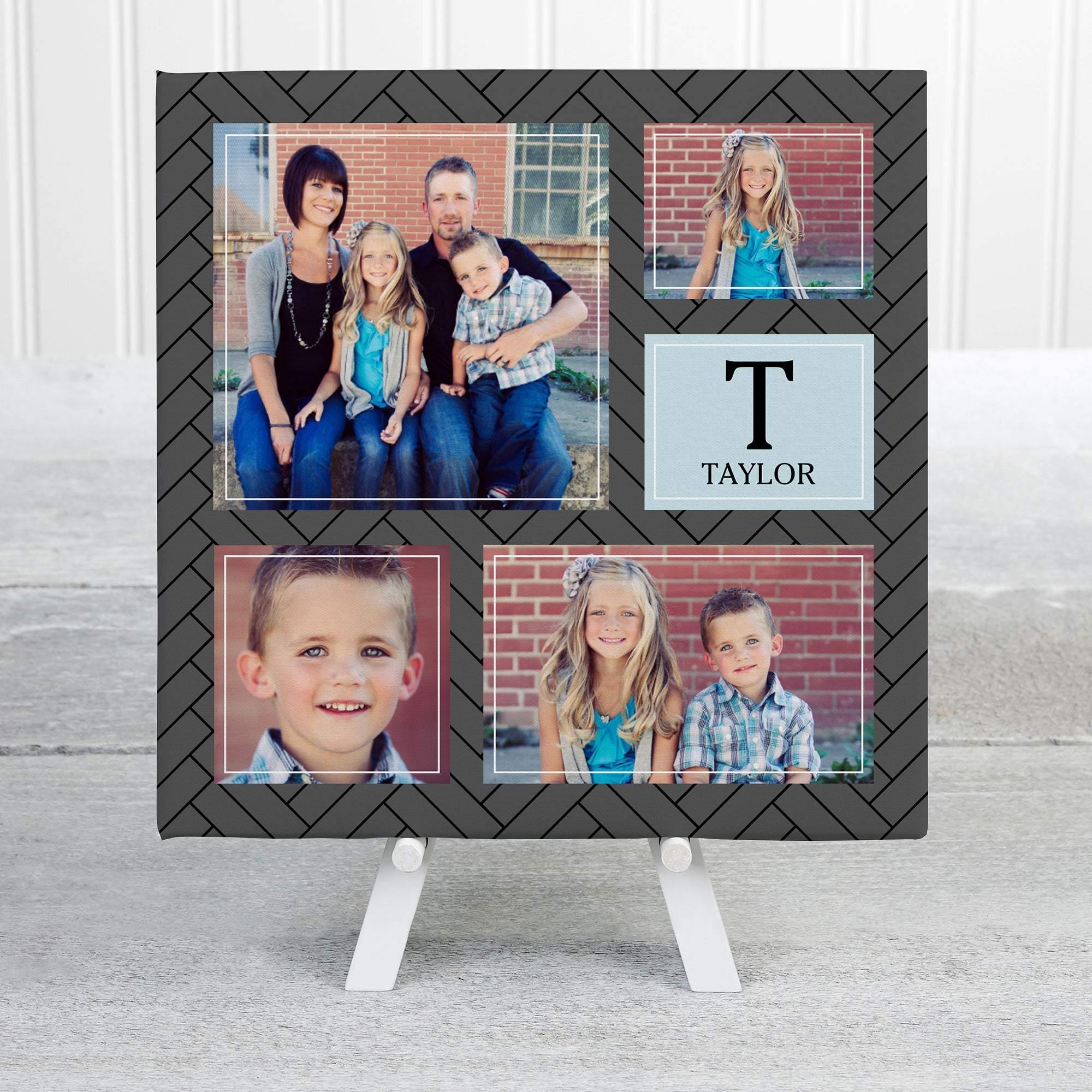 [Personalized Name & Photo] Pattern 4 Photo Collage – Perfect Gift For Couple, Gift For Family, Gift For Home Decor, Best Idea Gift – Matte Canvas, Wall Art, Canvas Prints